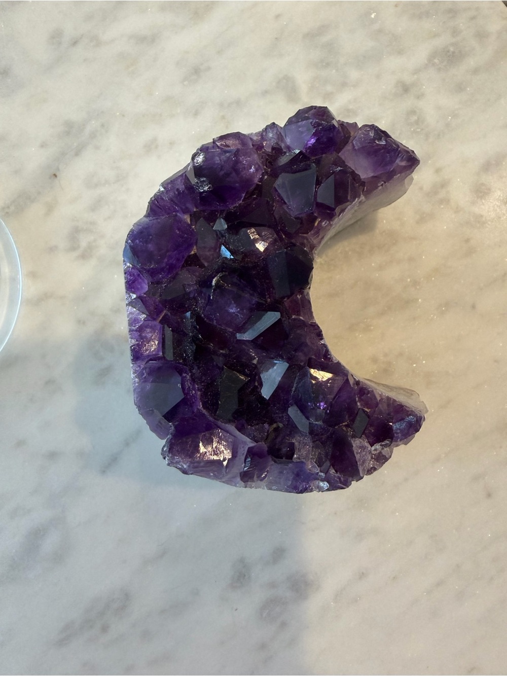 Deep Amethyst Moon Shaped Crystal Geode